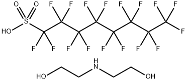 1,1,2,2,3,3,4,4,5,5,6,6,7,7,8,8,8-十七氟-1-辛烷磺酸与2,2’-亚氨基双[乙醇](1:1)的化合物,70225-14-8,结构式