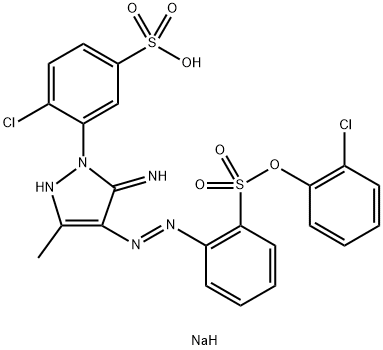sodium 4-chloro-3-[4-[[2-[(2-chlorophenoxy)sulphonyl]phenyl]azo]-2,5-dihydro-5-imino-3-methyl-1H-pyrazol-1-yl]benzenesulphonate,70247-68-6,结构式