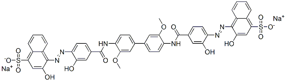 disodium 4,4'-[(3,3'-dimethoxy[1,1'-biphenyl]-4,4'-diyl)bis[iminocarbonyl(2-hydroxy-4,1-phenylene)azo]]bis(3-hydroxynaphthalene-1-sulphonate),70247-69-7,结构式