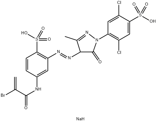 disodium 4-[4-[[5-[(2-bromo-1-oxoallyl)amino]-2-sulphonatophenyl]azo]-4,5-dihydro-3-methyl-5-oxo-1H-pyrazol-1-yl]-2,5-dichlorobenzenesulphonate Structure