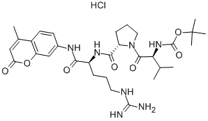 叔丁氧羰基-缬氨酰-脯氨酰-精氨酸-7-胺基-4-甲基香豆素盐酸盐, 70375-24-5, 结构式