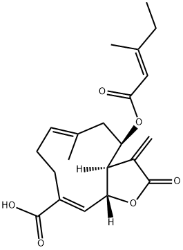 (3aR,4R,6E,10E,11aR)-2,3,3a,4,5,8,9,11a-Octahydro-6-methyl-3-methylene-4-[[(E)-3-methyl-1-oxo-2-pentenyl]oxy]-2-oxocyclodeca[b]furan-10-carboxylic acid Structure