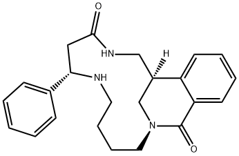 4,5,6,7,8,9,12,13-オクタヒドロ-8-フェニル-2,13-メタノ-2H-2,7,11-ベンゾトリアザシクロペンタデシン-1,10(3H,11H)-ジオン 化学構造式