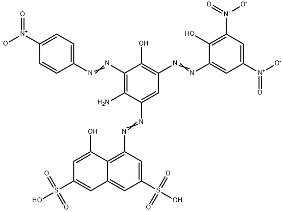 4-[[2-amino-4-hydroxy-5-[(2-hydroxy-3,5-dinitrophenyl)azo]-3-[(4-nitrophenyl)azo]phenyl]azo]-5-hydroxynaphthalene-2,7-disulphonic acid 结构式