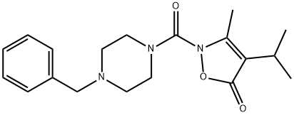 Piperazine,  1-[[3-methyl-4-(1-methylethyl)-5-oxo-2(5H)-isoxazolyl]carbonyl]-4-(phenylmethyl)-  (9CI) 化学構造式