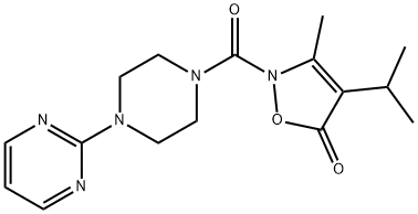 Piperazine,  1-[[3-methyl-4-(1-methylethyl)-5-oxo-2(5H)-isoxazolyl]carbonyl]-4-(2-pyrimidinyl)-  (9CI) 化学構造式