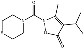 Thiomorpholine,  4-[[3-methyl-4-(1-methylethyl)-5-oxo-2(5H)-isoxazolyl]carbonyl]-  (9CI),706804-31-1,结构式