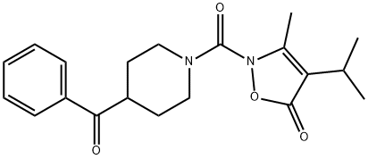 Piperidine,  4-benzoyl-1-[[3-methyl-4-(1-methylethyl)-5-oxo-2(5H)-isoxazolyl]carbonyl]-  (9CI) Struktur