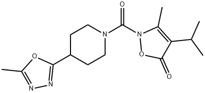 Piperidine,  1-[[3-methyl-4-(1-methylethyl)-5-oxo-2(5H)-isoxazolyl]carbonyl]-4-(5-methyl-1,3,4-oxadiazol-2-yl)-  (9CI),706804-99-1,结构式