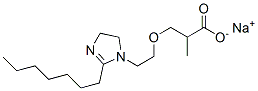3-[2-[(2-ヘプチル-4,5-ジヒドロ-1H-イミダゾール)-1-イル]エトキシ]-2-メチルプロパン酸ナトリウム 化学構造式