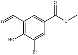 3-溴-5-甲酰基-4-羟基苯甲酸甲酯 结构式