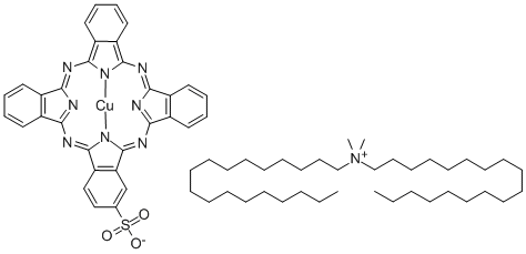 N,N-二甲基-N-十八烷基-1-十八烷铵-(SP-4-2)-[29H,31H-酞菁-2-磺酸基-N29,N30,N31,N32]铜酸盐,70750-63-9,结构式