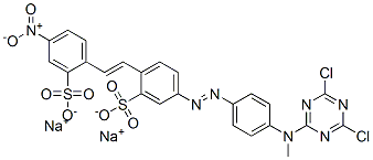 disodium 5-[[4-[(4,6-dichloro-1,3,5-triazin-2-yl)methylamino]phenyl]azo]-2-[2-(4-nitro-2-sulphonatophenyl)vinyl]benzenesulphonate Structure