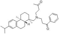 [1R-(1alpha,4abeta,10aalpha)]-4-[[[7-isopropyl-1,2,3,4,4a,9,10,10a-octahydro-1,4a-dimethylphenanthren-1-yl]methyl](3-oxo-3-phenylpropyl)amino]butan-2-one Struktur