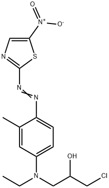 1-クロロ-3-[エチル[3-メチル-4-[(5-ニトロ-2-チアゾリル)アゾ]フェニル]アミノ]-2-プロパノール 化学構造式