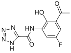 N-(3-アセチル-5-フルオロ-2-ヒドロキシフェニル)-1H-テトラゾール-5-カルボアミド 化学構造式