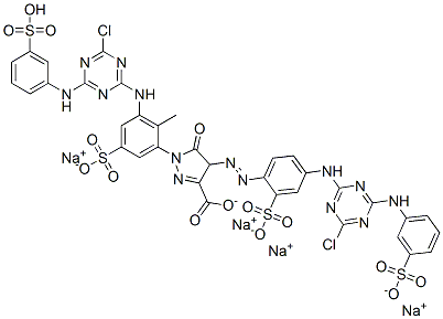 1H-Pyrazole-3-carboxylic acid, 1-[3-[[4-chloro-6-[(3-sulfophenyl)amino]-1,3,5-triazin-2-yl]amino]-2-methyl-5-sulfophenyl]-4-[[4-[[4-chloro-6-[(3-sulfophenyl)amino]-1,3,5-triazin-2-yl]amino]-2-sulfophenyl]azo]-4,5-dihydro-5-oxo-, tetrasodium|