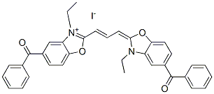 5-benzoyl-2-[3-(5-benzoyl-3-ethyl-3H-benzoxazol-2-ylidene)prop-1-enyl]-3-ethylbenzoxazolium iodide 结构式