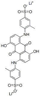 dilithium 6,6'-[(9,10-dihydro-4,8-dihydroxy-9,10-dioxo-1,5-anthrylene)diimino]bis[toluene-3-sulphonate]  Struktur