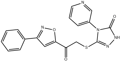 2-{[5-HYDROXY-4-(3-PYRIDINYL)-4H-1,2,4-TRIAZOL-3-YL]SULFANYL}-1-(3-PHENYL-5-ISOXAZOLYL)-1-ETHANONE Struktur