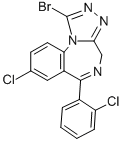 1-Bromo-8-chloro-6-(2-chlorophenyl)-4H-(1,2,4)triazolo(4,3-a)(1,4)benz odiazepine 化学構造式