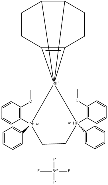 (S,S)-1,2-ETHANEDIYL-BIS-[(2-METHOXYPHENYL)-PHENYLPHOSPHINE]]-(1,5-CYCLOOCTADIENE)-RHODIUM(I)]-TETRAFLUOROBORATE Structure