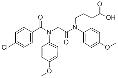 N-(N-(p-Chlorobenzoyl)-2-(p-anisidino)acetyl)-4-(p-anisidino)butyric a cid 化学構造式