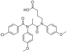 N-(N-(p-Chlorobenzoyl)-3-(p-anisidino)propionyl)-4-(p-anisidino)butyri c acid Structure