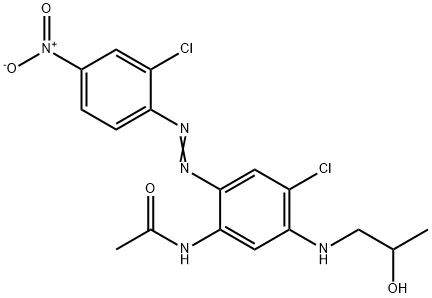 4'-クロロ-2'-(2-クロロ-4-ニトロフェニルアゾ)-5'-(2-ヒドロキシプロピルアミノ)アセトアニリド 化学構造式