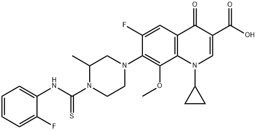 716333-90-3 3-Quinolinecarboxylic acid, 1-cyclopropyl-6-fluoro-7-[4-[[(2-fluorophenyl)aMino]thioxoMethyl]-3-Methyl-1-piperazinyl]-1,4-dihydro-8-Methoxy-4-oxo-