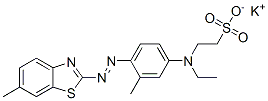 potassium 2-[ethyl[3-methyl-4-[(6-methyl-2-benzothiazolyl)azo]phenyl]amino]ethanesulphonate Struktur