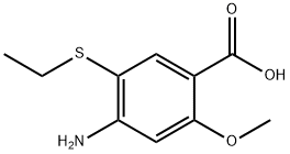 4-アミノ-5-(エチルチオ)-2-メトキシ安息香酸 化学構造式