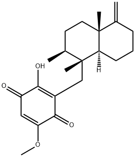 3-[(十氢-1Β,2Β,4AΒ-三甲基-5-亚甲基-1-萘基)甲基]-2-羟基-5-甲氧基苯醌,71678-03-0,结构式