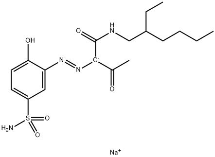 2-[[5-(Aminosulfonyl)-2-hydroxyphenyl]azo]-N-(2-ethylhexyl)-3-oxo-2-sodiobutanamide Struktur
