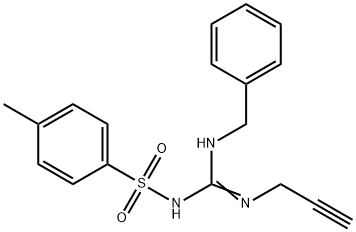 Benzenesulfonamide, 4-methyl-N-(((phenylmethyl)amino)(2-propynylamino) methylene)-, Structure