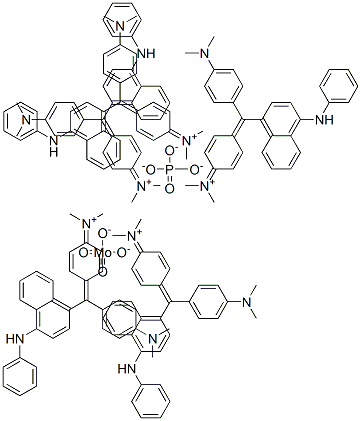 Methanaminium, N-[4-[[4-(dimethylamino)phenyl][4-(phenylamino)-1-naphthalenyl]methylene]-2,5-cyclohexadien-1-ylidene]-N-methyl-, molybdatephosphate Struktur