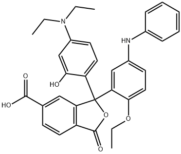 3-[4-(Diethylamino)-2-hydroxyphenyl]-3-[2-ethoxy-5-(phenylamino)phenyl]-1,3-dihydro-1-oxo-5-isobenzofurancarboxylic acid Structure