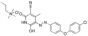 5-[[4-(4-氯苯氧基)苯基]偶氮]-3-氰基-6-羟基-N,N,N,4-四甲基-2-氧代-1(2H)-吡啶丙铵氯化物,71873-54-6,结构式