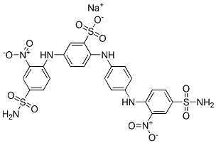 sodium 5-[[2-nitro-4-sulphamoylphenyl]amino]-2-[[4-[[2-nitro-4-sulphamoylphenyl]amino]phenyl]amino]benzenesulphonate  Struktur