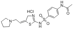Acetamide, N-(4-(((5-(2-(1-pyrrolidinyl)ethylidene)-4,5-dihydro-2-thia zolyl)amino)sulfonyl)phenyl)-, monohydrochloride,71933-34-1,结构式