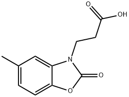 3-(5-メチル-2-オキソ-1,3-ベンゾキサゾール-3(2H)-イル)プロパン酸 化学構造式