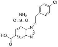 1H-Benzimidazole-5-carboxylic acid, 7-(aminosulfonyl)-1-(2-(4-chloroph enyl)ethyl)- 化学構造式