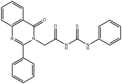 1-[(4-オキソ-2-フェニル-3,4-ジヒドロキナゾリン-3-イル)アセチル]-3-フェニルチオ尿素 化学構造式