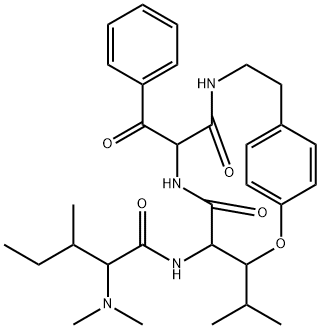 N-[7-Benzoyl-3-(1-methylethyl)-5,8-dioxo-2-oxa-6,9-diazabicyclo[10.2.2]hexadeca-1(14),12,15-trien-4-yl]-2-(dimethylamino)-3-methylpentanamide|