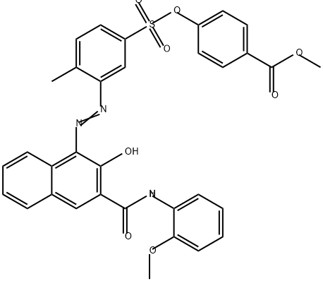 4-[[[3-[[2-ヒドロキシ-3-[[(2-メトキシフェニル)アミノ]カルボニル]-1-ナフチル]アゾ]-4-メチルフェニル]スルホニル]オキシ]安息香酸メチル 化学構造式