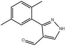 3-(2,5-ジメチルフェニル)-1H-ピラゾール-4-カルブアルデヒド 化学構造式