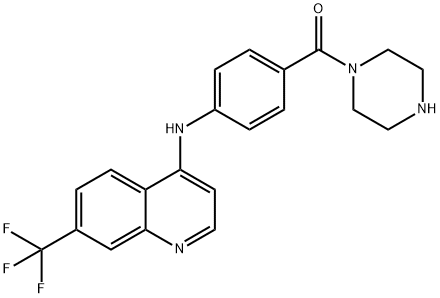 Piperazine, 1-(4-((7-(trifluoromethyl)-4-quinolinyl)amino)benzoyl)- Struktur