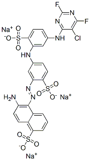 trisodium 6-amino-5-[[5-[[5-[(5-chloro-2,6-difluoropyrimidin-4-yl)amino]-2-sulphonatophenyl]amino]-2-sulphonatophenyl]azo]naphthalene-1-sulphonate|