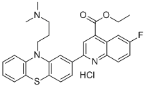 4-Quinolinecarboxylic acid, 2-(10-(3-(dimethylamino)propyl)-10H-phenot hiazin-2-yl)-6-fluoro-,ethyl ester, monohydrochloride Structure