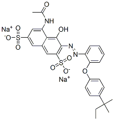 5-(Acetylamino)-3-[[2-[4-(1,1-dimethylpropyl)phenoxy]phenyl]azo]-4-hydroxy-2,7-naphthalenedisulfonic acid disodium salt Struktur